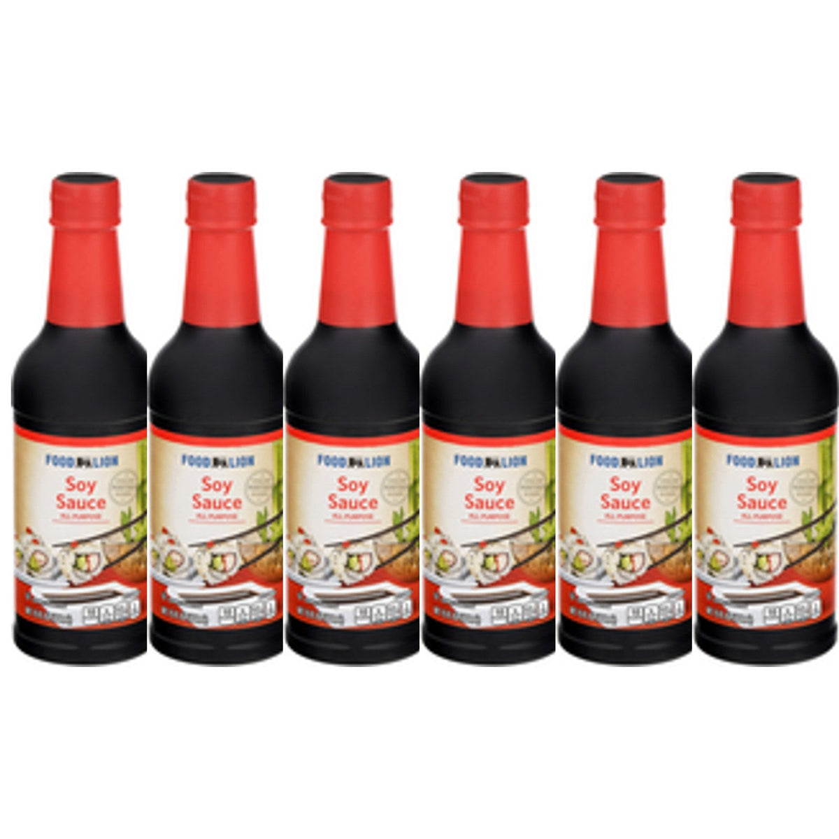 6 bottles of Food Lion All Purpose Soy Sauce, 15 oz