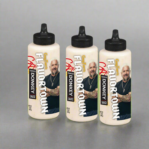 3 BOTTLES Guy Fieri's Flavortown Famous Donkey Sauce 12 oz Burger Pizza