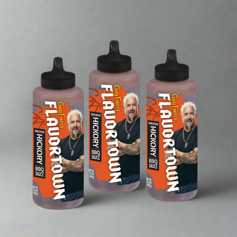 3 BOTTLES Guy Fieri's Flavortown Smokin' Hickory BBQ Sauce 15.5 oz Barbecue