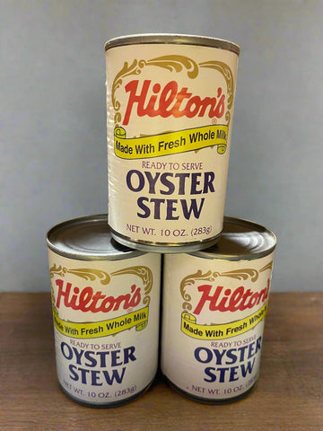 3 CANS Hilton's Oyster Stew made with fresh milk and butter 10 oz Can Chowder