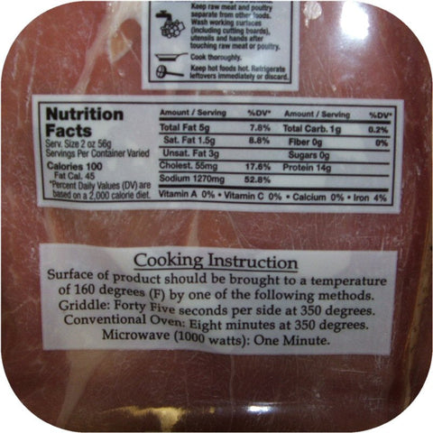 Hobes Old Fashioned Sugar Cured Country Ham Pork Steak Slices Breakfast Biscuit