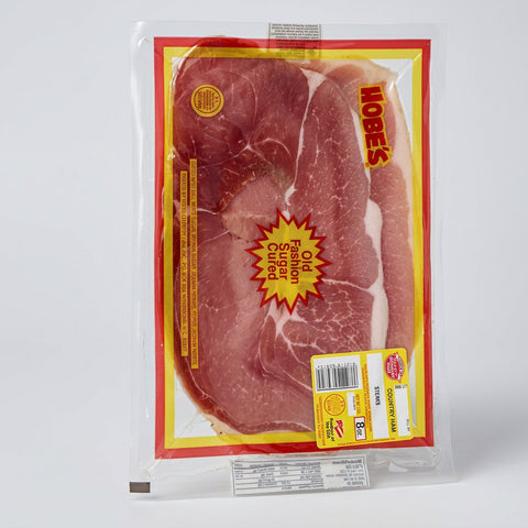 Hobes Old Fashioned Sugar Cured Country Ham Pork Steak Slices Breakfast Biscuit