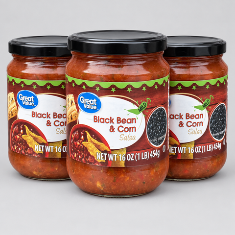 3 Jars of Great Value Mild Black Bean & Corn Salsa, 16 oz
