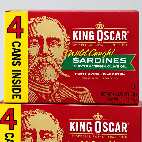 12 CANS King Oscar Sardines in Extra Virgin Olive Oil 3.75 oz fish