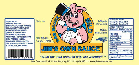2 BOTTLES Jim’s Own MILD Bar-B-Q Sauce 16oz BBQ Barbecue Pork Beef NC