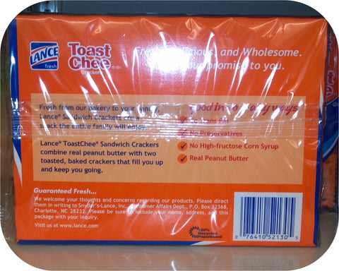 Toastchee Lance Sandwich Crackers Cheese Peanut Butter Crackers 6 pack Nabs