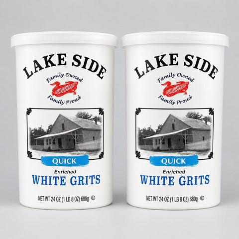 2 Cans of Lakeside Mills Enriched White Grits, 1.75 lb