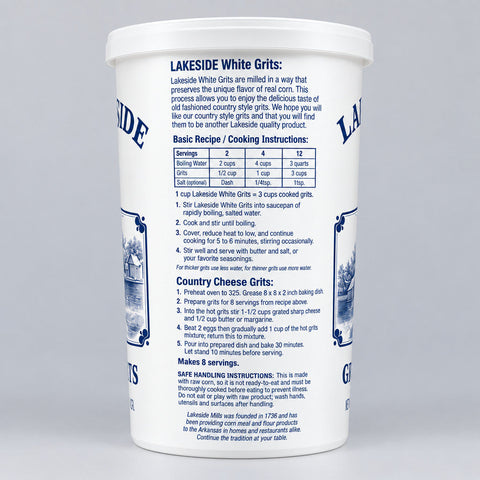 2 Cans of Lakeside Mills Enriched White Grits, 1.75 lb