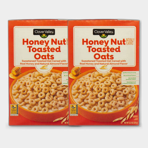 2 Boxes Clover Valley Honey Nut Toasted Oats Breakfast Cereal, 12.25 oz