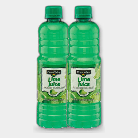 2 Bottles Clover Valley Lime Juice, 16.9 oz