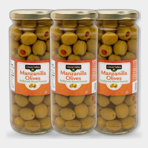 3 Jars Clover Valley Stuffed Green Olives, 7 oz
