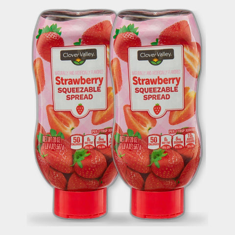 2 Bottles Clover Valley Strawberry Squeezable Spread, 20 oz