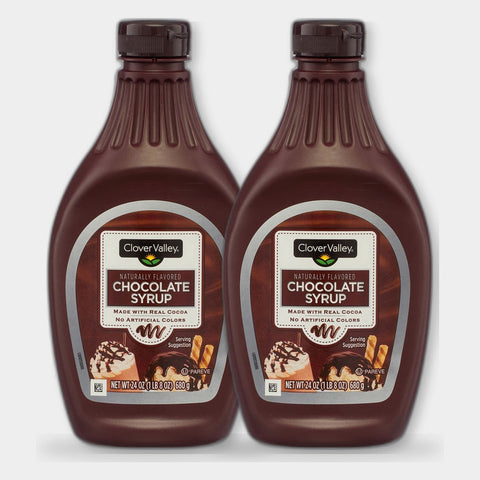 2 Bottles Clover Valley Chocolate Syrup, 24 oz