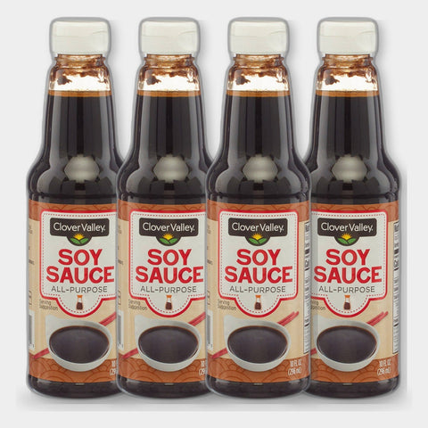 4 Bottles Clover Valley Soy Sauce, 10 fl oz