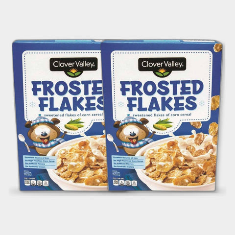 2 Boxes Clover Valley Frosted Flakes Cereal, 13.5 oz
