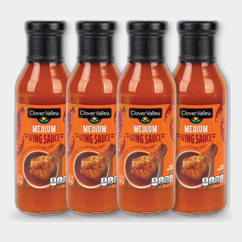 4 Bottles Clover Valley Medium Wing Sauce, 12 fl oz