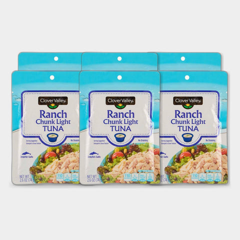 6 Cans Clover Valley Ranch Chunk Light Tuna, 2.6 oz