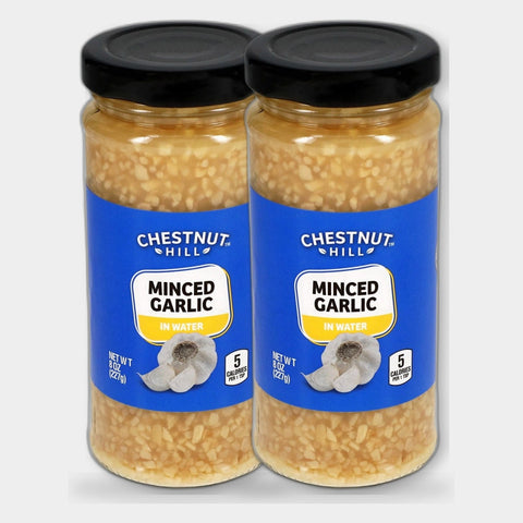 2 Jars Chestnut Hill Minced Garlic in Water, 8 oz
