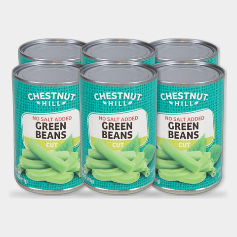 6 Cans Chestnut Hill No Salt Cut Green Beans, 14.5 oz