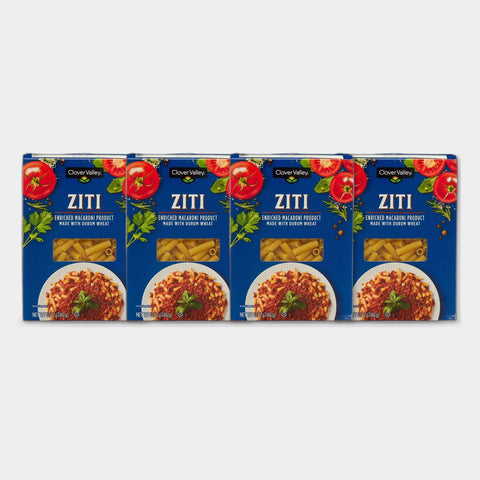4 Boxes Clover Valley Ziti Enriched Macaroni Pasta, 12 oz