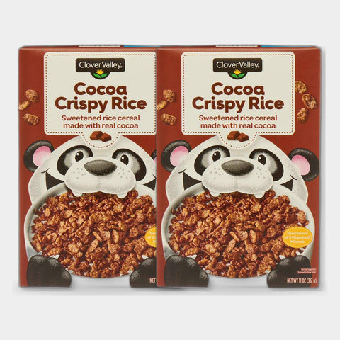 2 Boxes Clover Valley Cocoa Crispy Rice Cereal, 11 oz