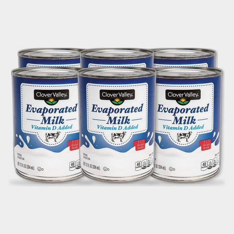 6 Cans Clover Valley Evaporated Milk with Vitamin D, 12 fl oz
