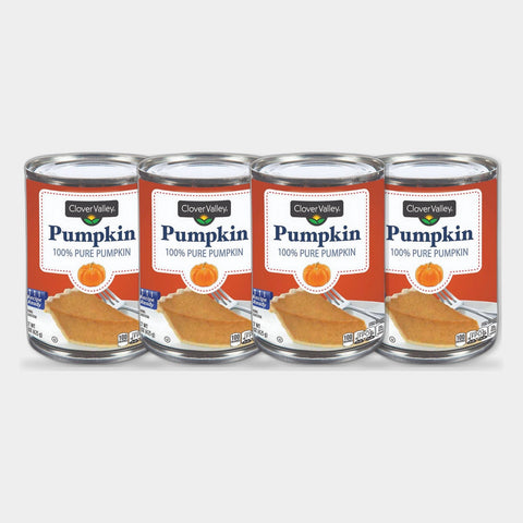 4 Cans Clover Valley Canned Pumpkin, 100% Pure Pumpkin, 15 oz