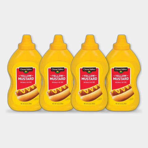 4 Bottles Clover Valley Yellow Mustard, 14 oz