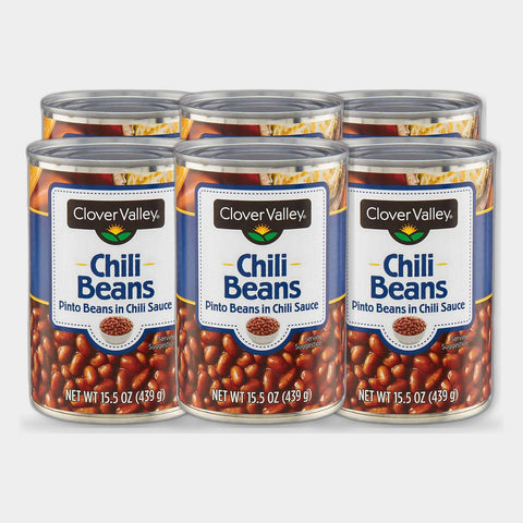 6 Cans Clover Valley Mild Chili Beans, 15.5 oz