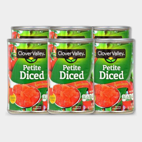 6 Cans Clover Valley Petite Diced Tomatoes, 14.5 oz
