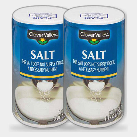 2 Containers Clover Valley Plain Salt, 26 oz