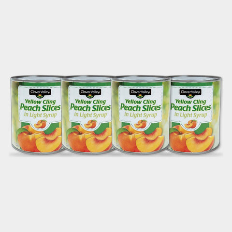 4 Cans Clover Valley Yellow Cling Peach Slices, 29 oz