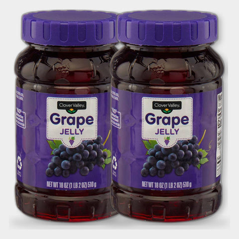 2 Jars Clover Valley Grape Jelly, 18 oz