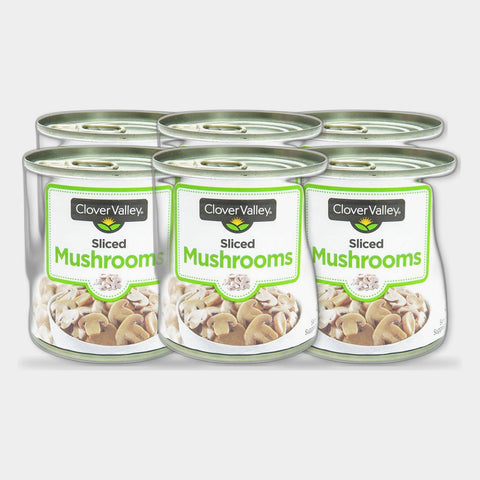 6 Cans Clover Valley Sliced Mushrooms, 4 oz