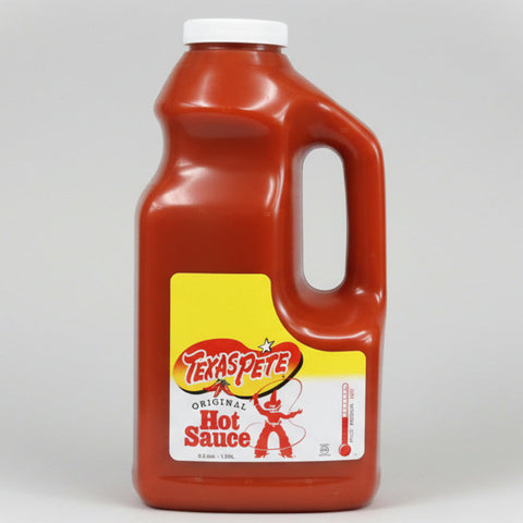Half Gallon of Texas Pete Hot Sauce Pepper Wing Bottle Tabasco Chili Vinegar Eggs Grits