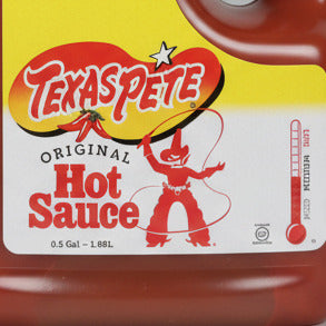 Half Gallon of Texas Pete Hot Sauce Pepper Wing Bottle Tabasco Chili Vinegar Eggs Grits