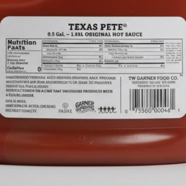 Half Gallon of Texas Pete Hot Sauce Pepper Wing Bottle Tabasco Chili Vinegar Eggs Grits