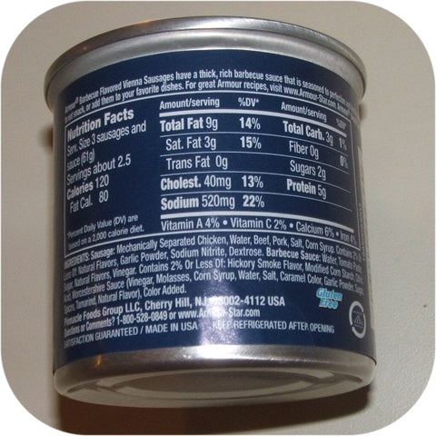 Barbecue Armour Star Vienna Sausage 5 oz Can Meat BBQ