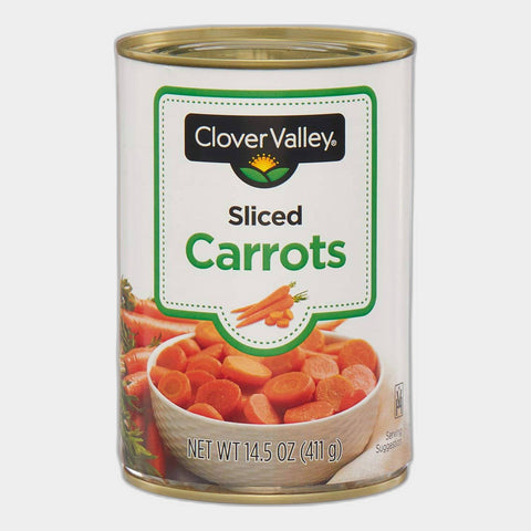 6 Cans Clover Valley Sliced Carrots, 14.5 oz
