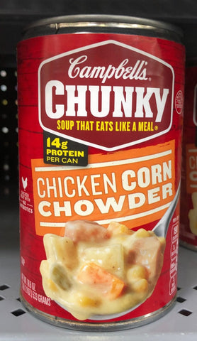 12 Campbell's CHUNKY Chicken Corn Chowder Soup 18.8 oz Cans FREE SHIP