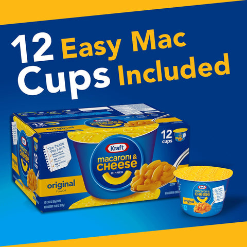 12 Kraft Easy Mac Macaroni & Cheese Cups 2.05 oz Cheesiest Microwaveable