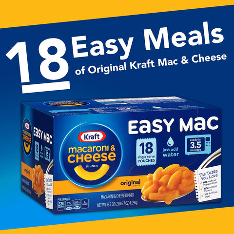 36 BOXES Kraft Easy Mac Microwavable Macaroni & Cheese 2.15 oz Cheesiest