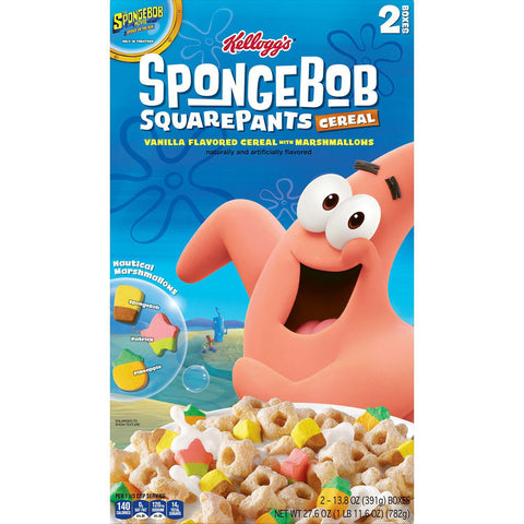 Kellogg's Spongebob Squarepants Breakfast Cereal 27.6 oz - 2 Bags