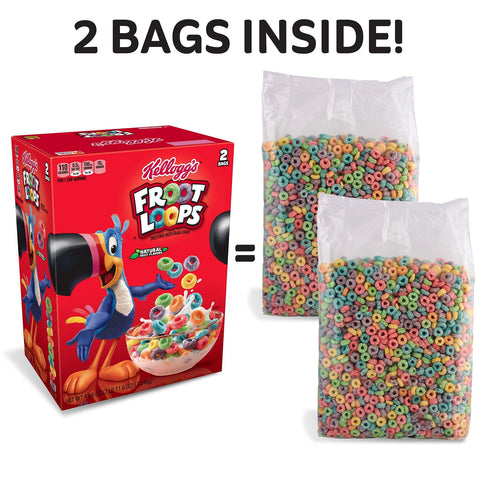 Kellogg's Froot Loops Cereal 43.6 oz 2 Bags Toucan whole grain fruit