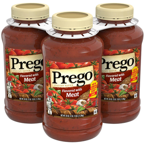 3 Jars Prego Italian Tomato Sauce with Meat 3 pk Spaghetti Pasta FREE SHIP