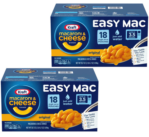 36 BOXES Kraft Easy Mac Microwavable Macaroni & Cheese 2.15 oz Cheesiest