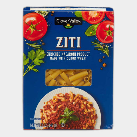 4 Boxes Clover Valley Ziti Enriched Macaroni Pasta, 12 oz