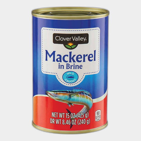 6 Cans Clover Valley Mackerel in Brine, 15 oz