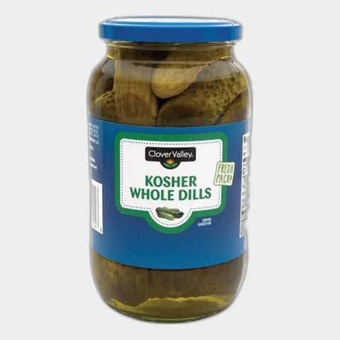 3 Jars Clover Valley Kosher Whole Dills, 32 oz