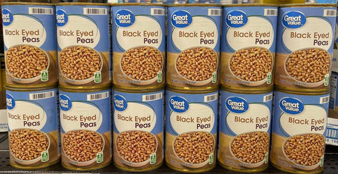 12 CANS Great Value Black Eyed Peas 15 oz Can Vegetable Soup Salad Chili